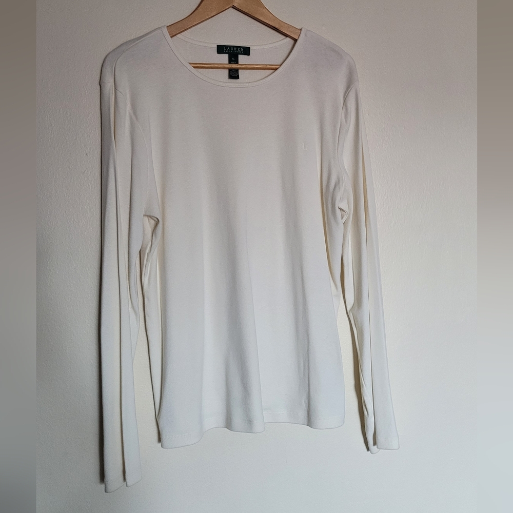 Lauren Ralph Lauren Top XL Ivory Long Sleeved T-shirt